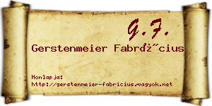 Gerstenmeier Fabrícius névjegykártya